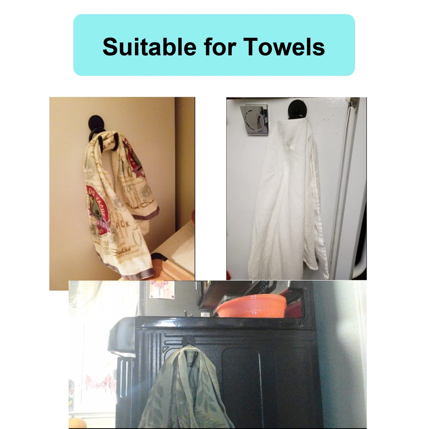 YYST MINI Magnetic Towel Hook Hanger Rack for Kitchen Dish,Sports, Hand Gym, etc- Hold up to 0.5 Lb- No Towels Included (1)
