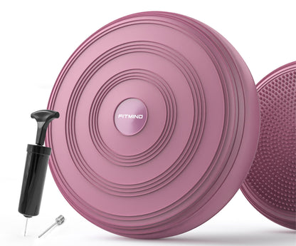 FITMIND Inflated Wobble Cushion,Dyna Disc,Circular Non-slip Texture for Comfortable Sitting,Wiggle Seat to Improve Posture, Fitness, Stability for Sensory Kids Adults,Balance Seat with Pump for Core Strength