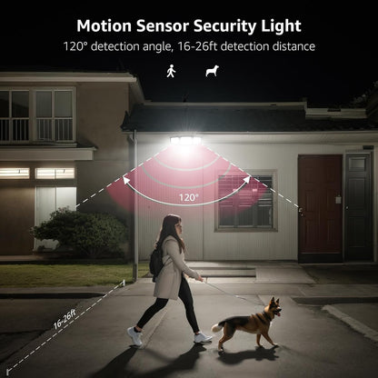 Lepro Solar Security Lights Outdoor Motion Sensor, 1200LM Solar Flood Lights with Separate Solar Panel, IP65 Waterproof, Adjustable 3Heads, Pir Wall Lights for Yard Garage Pathway