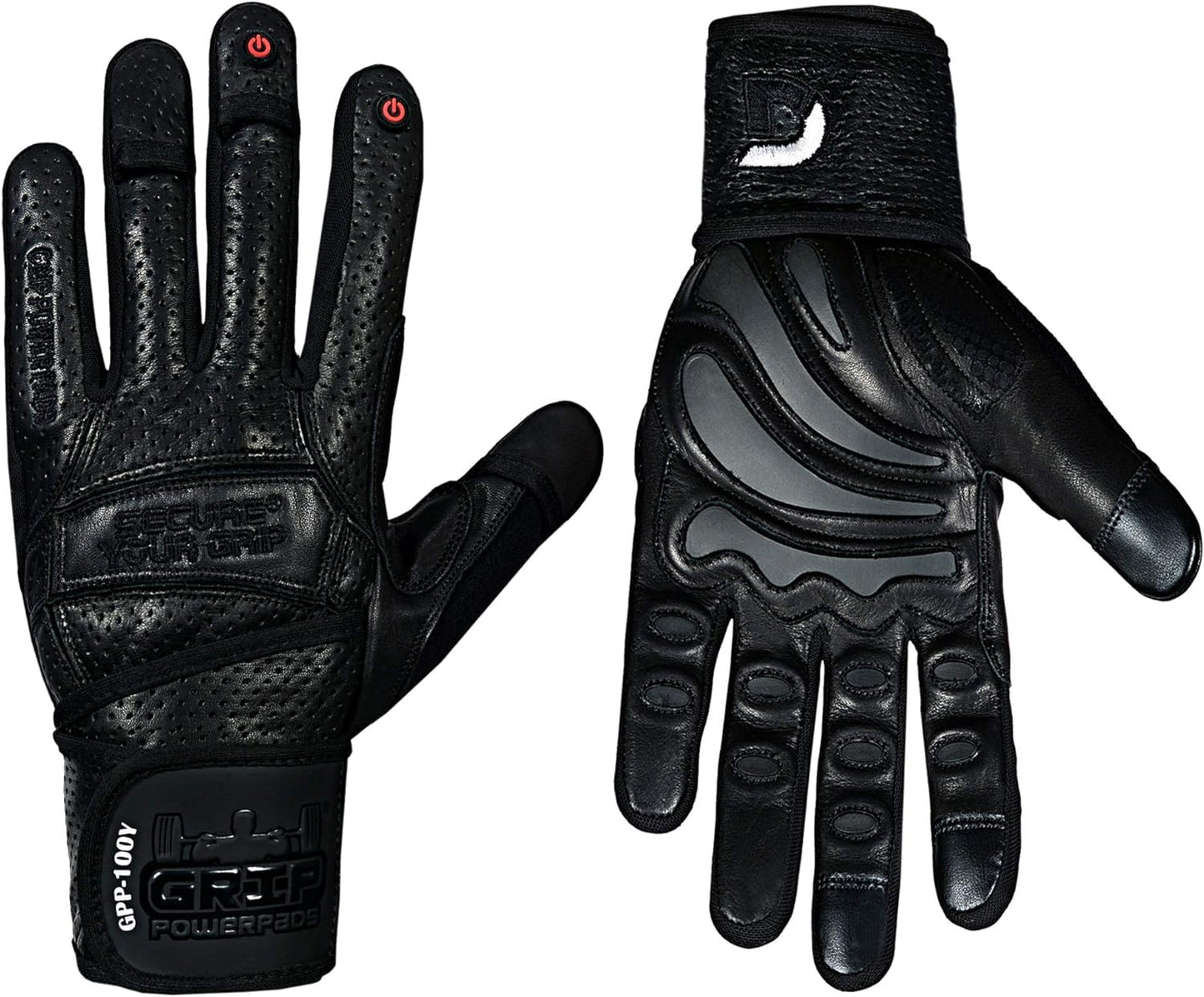 Elite Leather Gym Gloves with Built in 2" Wide Wrist Wraps Grip & Design for Weightlifting Power Lifting Bodybuilding & Strength Training Workout Exercises
