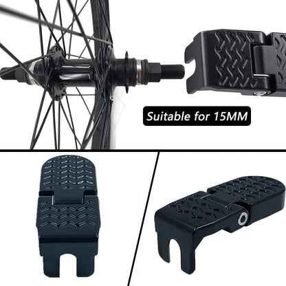 LOOEEL 1 Pair 15MM U Slot Bicycle Rear Pedals Folding Rear Seat Footrest Pedals Cycling Accessories for Mountain Bike, Folding Bicycle