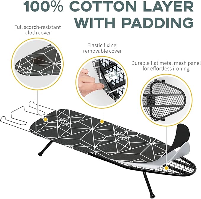 Mini Ironing Board Tabletop Foldable, RAINHOL Space-Saving Iron Board, Compact
