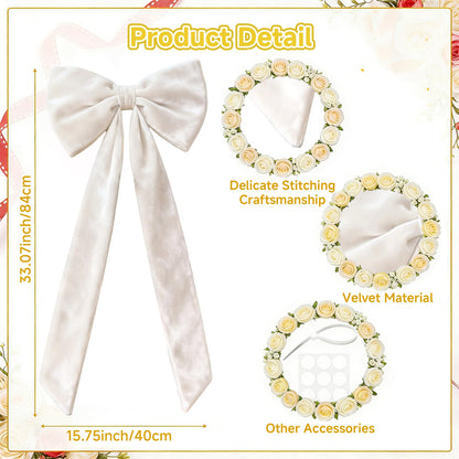 Extra Large White Velvet Bow for Christmas Tree Decoration, 16x33inch Giant White Velvet Christmas Tree Topper Bow for Home Room Wreath Wall Backdrop Thanksgiving Birthday Wedding Party Decor