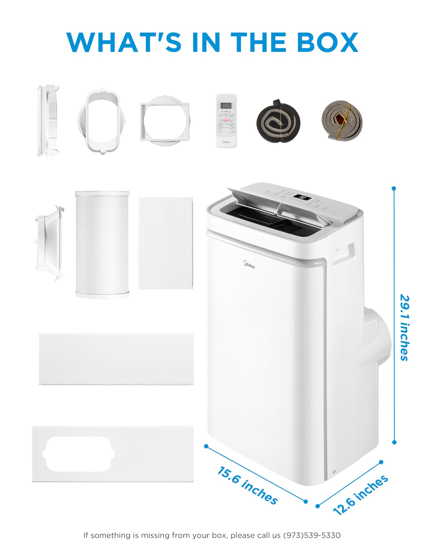 Midea 12,000 BTU ASHRAE (8,000 BTU SACC) Portable Air Conditioner, Cools up to 350 Sq.Ft., with Dehumidifier & Fan mode, Control with Remote, Amazon Alexa & Google Assistant, Easy-to-use and Install