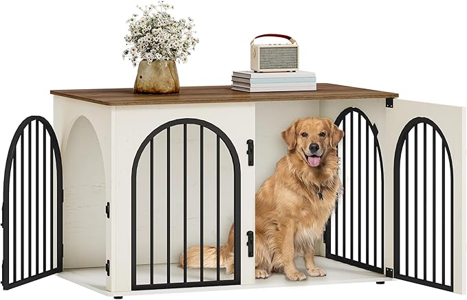 39.4" Wooden Dog Crate Furniture, Indoor Dog Kennel Dogs Cage