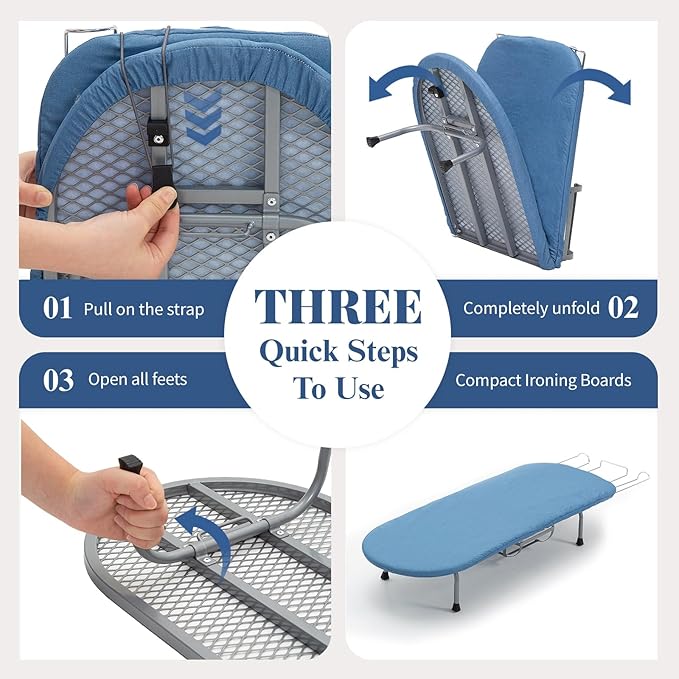 Metal Foldable Iron Board with Iron Holder, RAINHOL Small Ironing Board