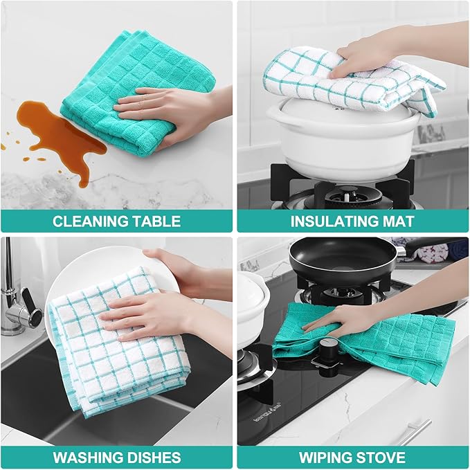 Homaxy Premium Cotton Kitchen Towels 16"x 28", Large Natural Ring Spun 390 GSM