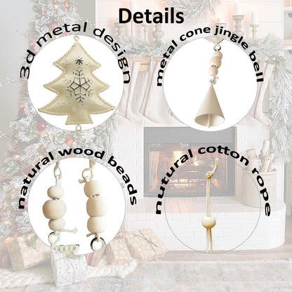 Clearance Farmhouse Ornaments White Rustic Galvanized Primitive Christmas Tree Decor 3D Pedant Chimes Hangings Home Arch Fireplace Decoration Indoor Outdoor (6 pcs Metal Farm House pedants)