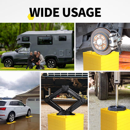 Keltrion 12 Pack Camper/RV Leveling Blocks Suitable for 4 Wheels Interlocking and Anti-Slip Design with Carrying Bag Heavy-Duty for Camper Travel Trailer Yellow