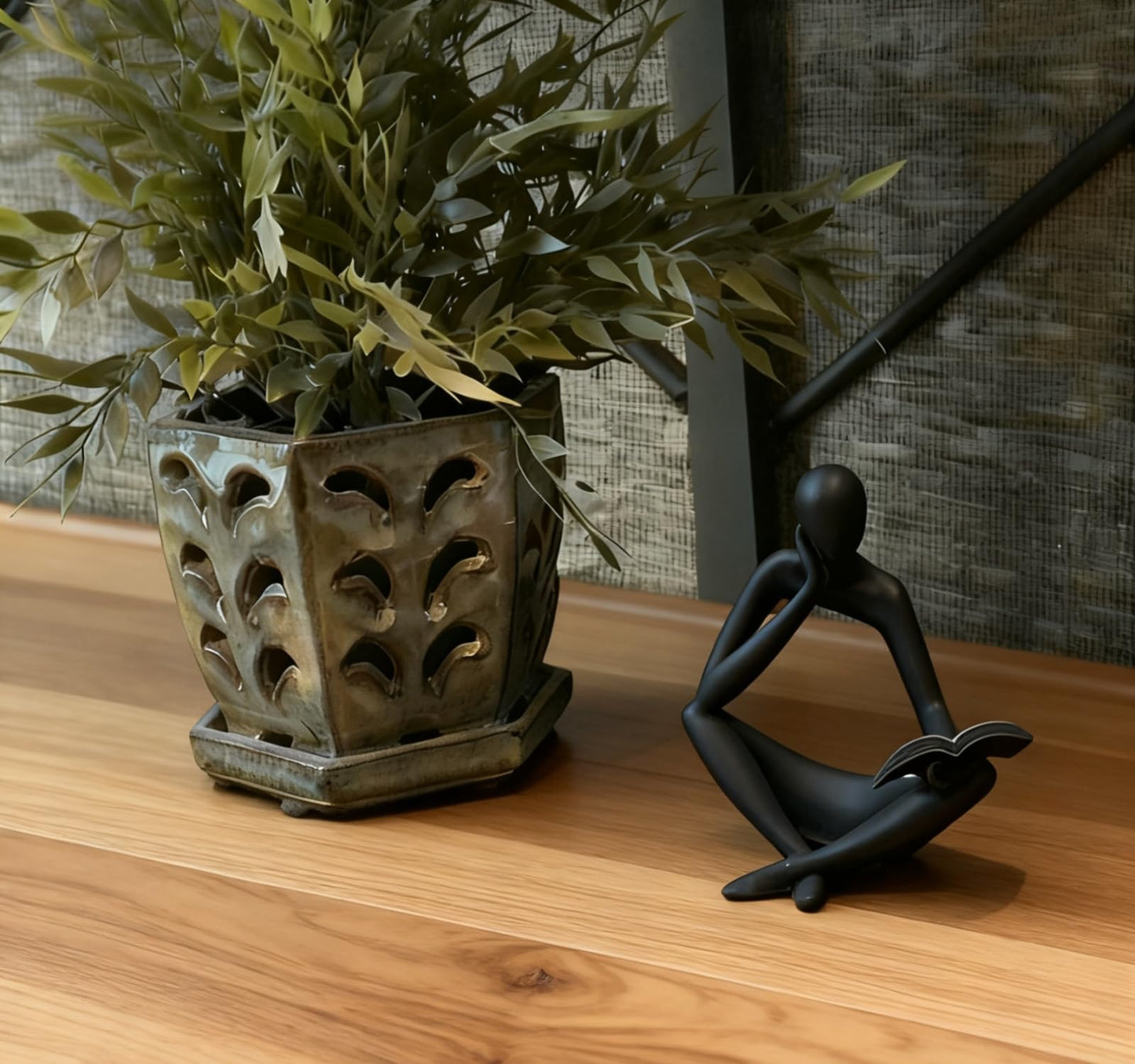 ZMLOOK "Reading Woman Thinker Sculpture is a Modern Abstract Decorative piece, a Favorite Among Book Lovers and Thinkers, Suitable for Placement in Living Rooms, Offices, and bedrooms. (Black B)