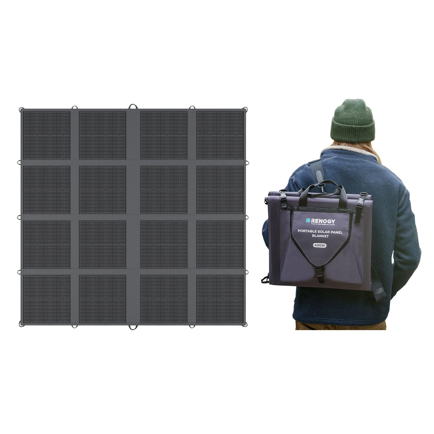 RENOGY REGO 400W Portable Solar Panel, Renogy Solar Blanket N-Type Foldable Solar Panel, 25% High Efficiency, Lightweight Solar Panel Charger for Camping, RV, Marine, SUV, Off Grid Applications