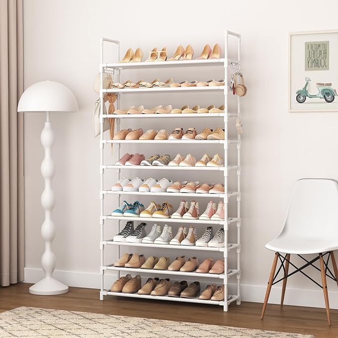 VTRIN 10 Tiers Shoe Rack Tall Large Capacity Wide Shoe Organizer Sturdy Shoe