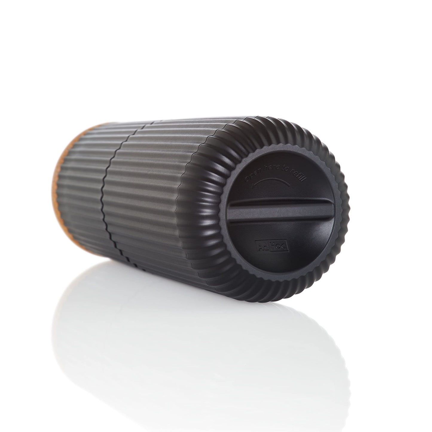 AdHoc Pepper and Salt Mill Set Scape, Black & White, CeraCut Ceramic Grinder, Plastic/Oak Wood, D: 5,8 cm, H: 12,3 cm