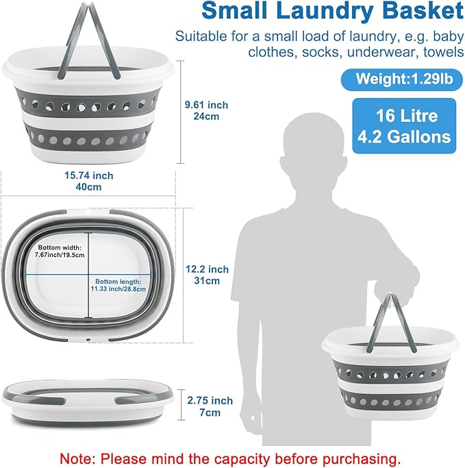 Laundry Basket Collapsible, 16L Small Clothes Hamper Pop-Up Laundry Baskets