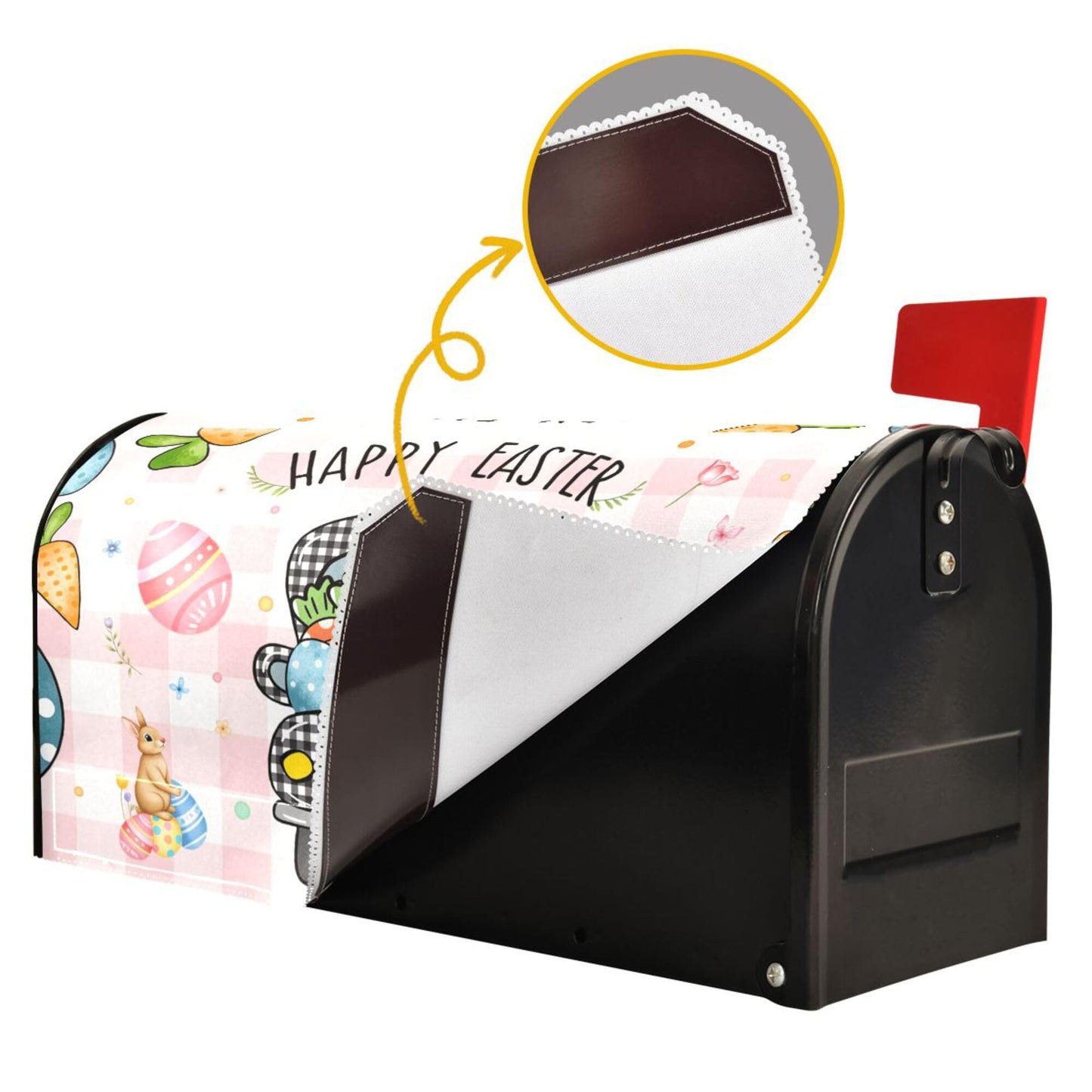 Easter Bunny Black White Buffalo Plaid Mailbox Cover Standard Happy Easter Day Eggs Rabbit Welcome Spring Magnetic Mailbox Covers Garden Yard Porch Mail Boxes Cover Holiday Decorations 21" L x 25" W