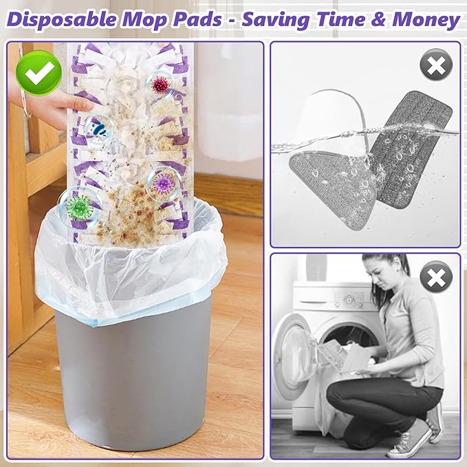 Mop Pads Refills for Swiffer Power Mop: 10 Pcs Wet Dry Disposable Pad for