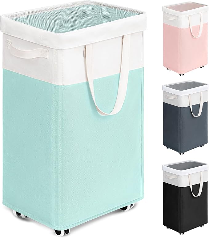 Goodpick Laundry Basket with Wheels, 75L Laundry Hamper with Wheels, Large