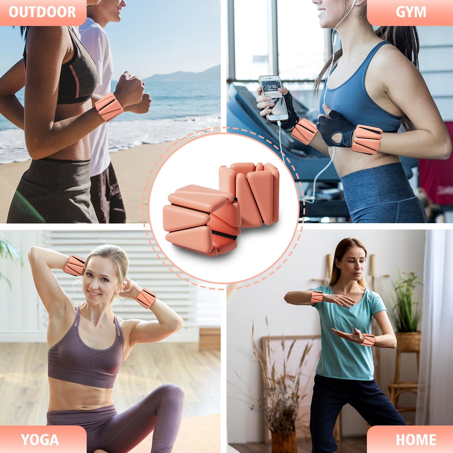 T98 Wrist & Ankle Weights for Women Men, Wearable Wrist Weights Set of 2(1Lbs Each), Adjustable Arm Leg Bracelet Weights for Strength Training, Aerobics, Barre, Suit for Home Outdoor Workout