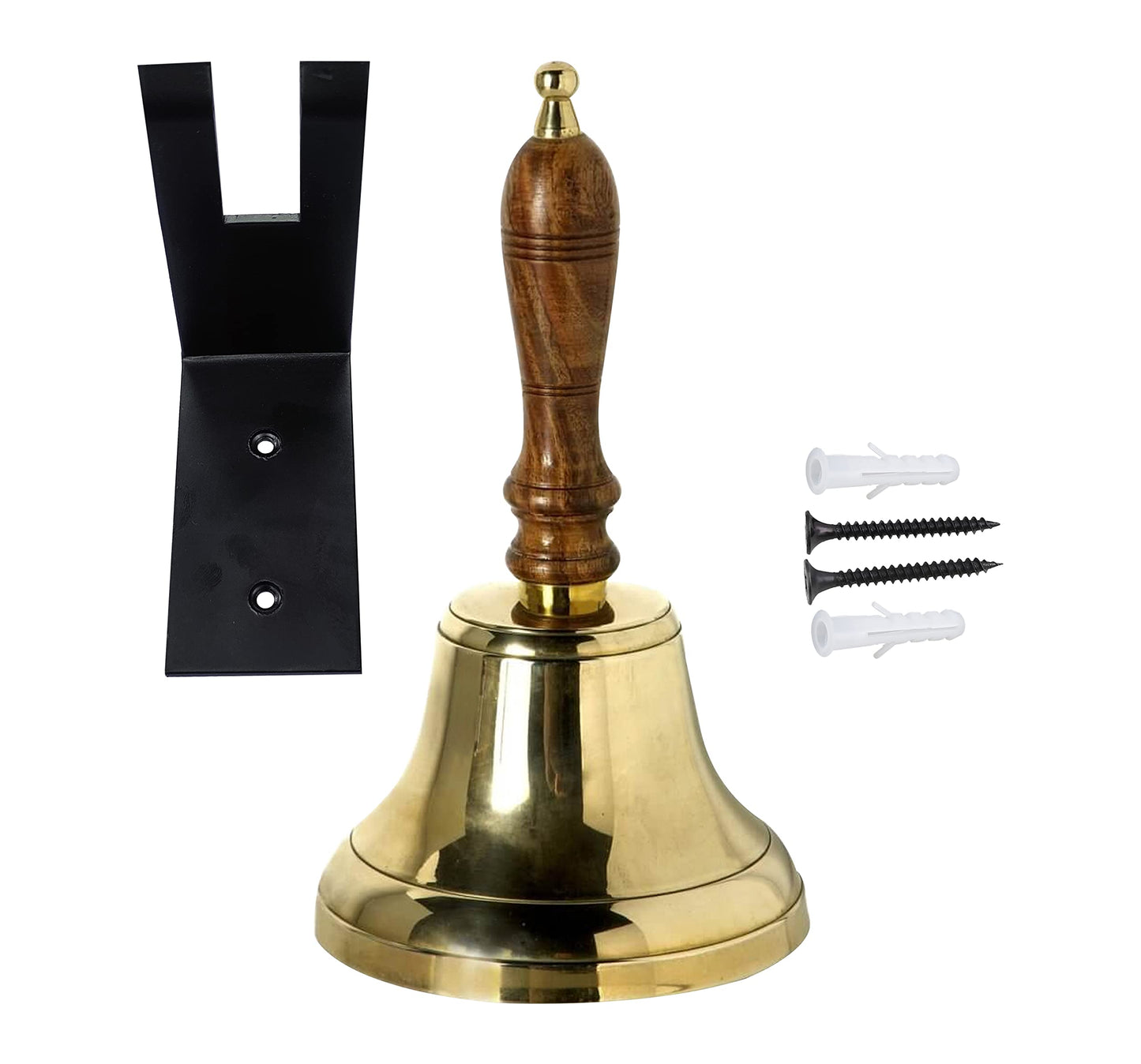 ARSUK Handbell for Adults (4 Inch) - Large School Bell with Wooden Handle - Solid Brass Call Bell for Elderly at Home, Wedding, Office, Dinner, Meditation, and Service