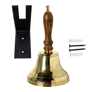 ARSUK Handbell for Adults (4 Inch) - Large School Bell with Wooden Handle - Solid Brass Call Bell for Elderly at Home, Wedding, Office, Dinner, Meditation, and Service