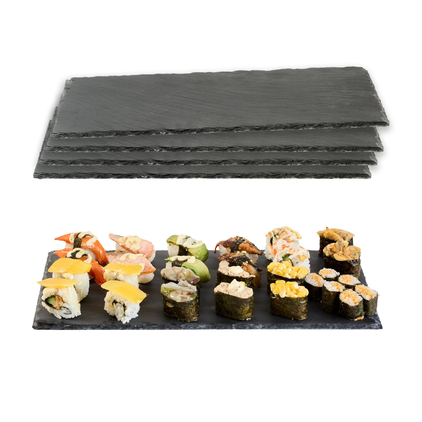 Restaurantware Rectangle Slate Platter 1 Count 15.7 x 7.8 Inch Scratch-Resistant Slate Cheese Board Modern Serving Tray Black Rustic Design for Charcuterie and Appetizers