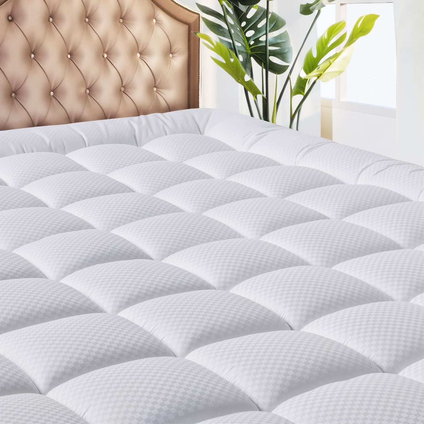 MATBEBY Full Size Mattress Pad - Cooling Breathable Mattress Topper, Quilted Fitted Mattress Protector, Pillow Top Mattress Cover with 8-21" Deep Pocket, Soft, Machine Washable, White, 54x75 Inches