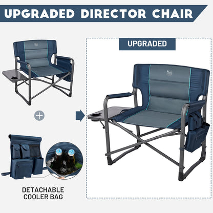 TIMBER RIDGE XXL Upgraded Oversized Directors Chairs with Foldable Side Table, Detachable Side Pocket, Heavy Duty Folding Camping Chair up to 600 Lbs Weight Capacity (Blue) Ideal Gift