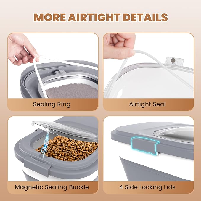 15-23 Lbs Airtight Dog Food Storage Container, Collapsible Dog Food Container