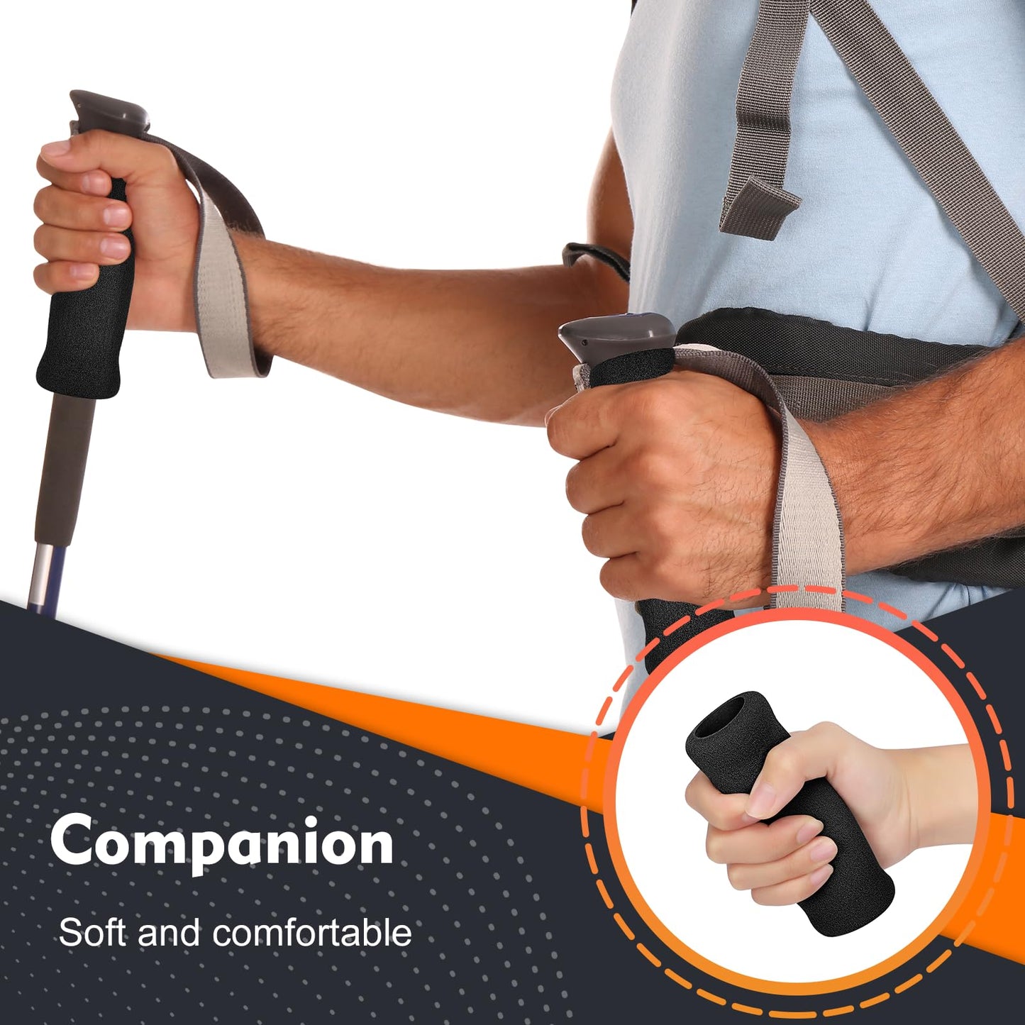 ‌supregear Cane Crips - 4-Pack Non-Slip Replacement Foam Handles for Walking/Offset Canes & Bicycle Handlebars, 4.5"x1"x1" (11.5x2.5x2.5 cm), Soft & Durable Grip Covers