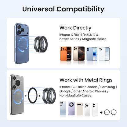 Itramax Magnetic Gym Phone Holder for Magsafe,Double Dual Ring Magnet Gym Phone Stand,360° Adjustable Cell-Phone Mount for iPhone 17 Air 16 15 14 13 12 Pro Max,Mag/Safe Case,Metal Surfaces,Golf Cart