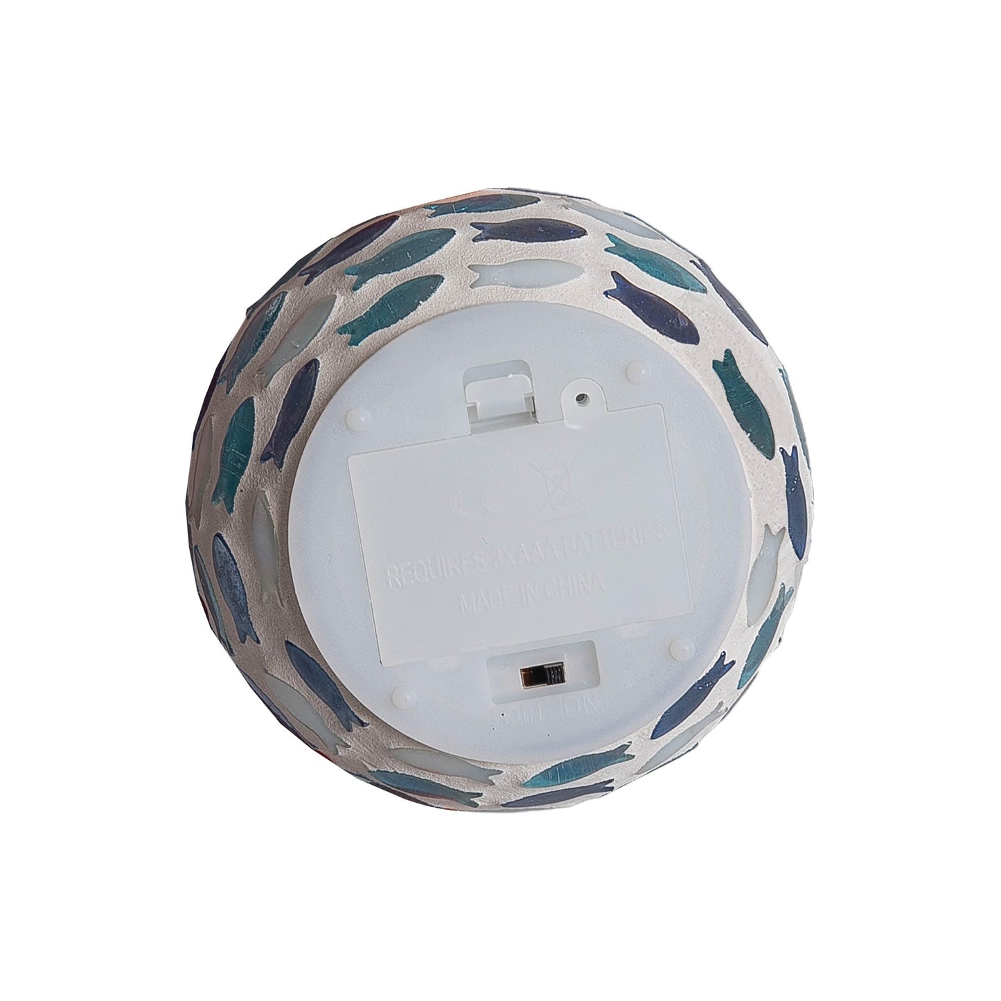 Beachcombers LED Small Mosaic Fish Ball Figurine, 4.1-Inch, Glass, Blue