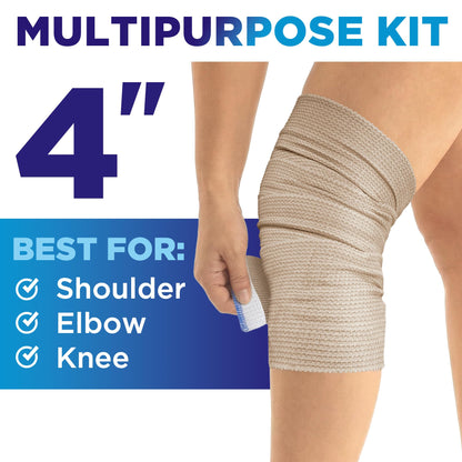 High-Performance Elastic Bandage Wrap - 6 Pack (2x2in, 2x3in, 2x4in) - Self-Closing Strong Compression Bandage Wrap for Leg, Ankles, Wrists, and Knees - for First Aid Kit and After Surgery Recovery