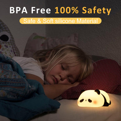 Lampeez Panda Night Light, Cute Silicone Lamp for Kids, Soft LED Touch Light, Nursery Nightlight, Bedroom Decor, Xmas Birthday Gifts for Boys Girls