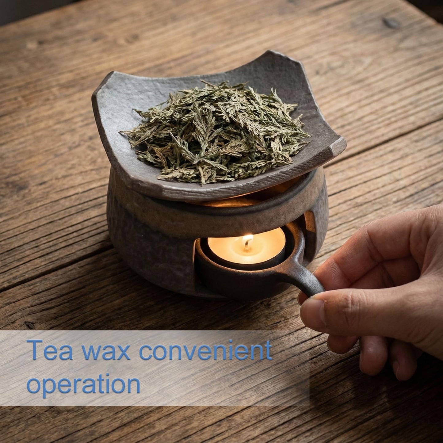 Ceremony Ceramic Incense Holder Aromatherapy Diffuser, White Sage Incense Burner, Herb Burner & Candle Wax Warmer with Tealight Holder, Home Fragrance Accessories for Relaxation & Meditation