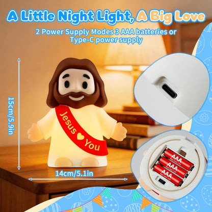 GZJQW Jesus Night Light, Jesus Love You Night Light for Kids, 3-Speed Adjustable Silicone Touch Control Nightlight, Table Lamp for Bedroom, Desktop, Jesus Decor, Easter Decorations, Baptism Presents