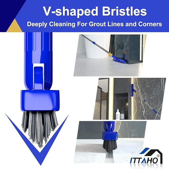 ITTAHO 12" Wide Floor Scrub and Grout Brush Set