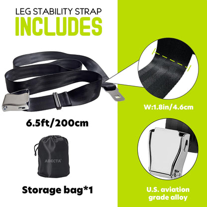 ADECTA Nordic Hamstring Curl Strap, 6.5FT Gym Seatbelt and Exercise Straps for Hamstring Stretch Strap & Mobilization Belt,Home Gym Women Men, Lifting Seatbelt Gym, Black