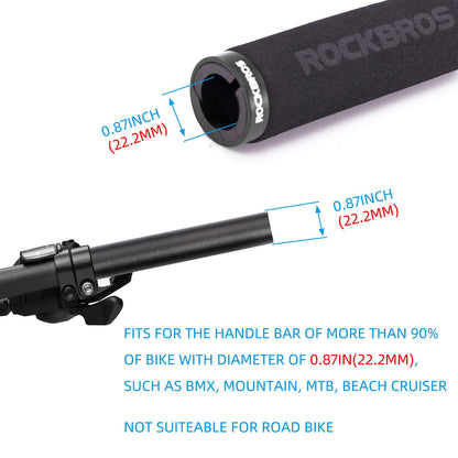 ROCKBROS Bike Grips Foam Single Lock on Bicycle Handle Bar Soft Non-Slip Bike Handle Grips Replacement for BMX Mountain MTB Beach Cruiser Scooter Folding Bike Hand Grip Comfortable Ergonomic