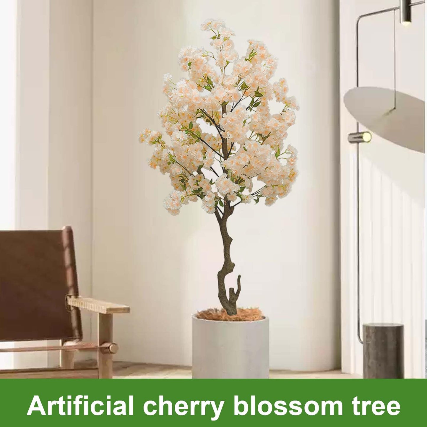 Artificial Cherry Blossom Tree, 6 Ft Indoor Decorative Plant with Pink, White and Champagne Silk Flowers (Pink)