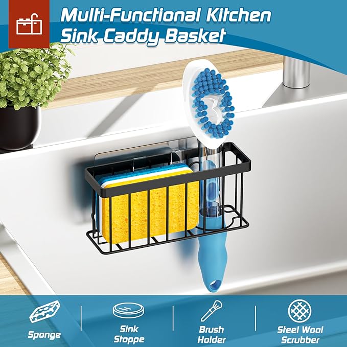 Sponge Holder for Kitchen Sink, Sink Caddy Organizer