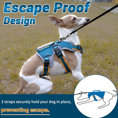 BELPRO Multi-Use Support Dog Harness, Escape Proof No Pull Reflective Adjustable Vest with Durable Handle, Dog Walking Harness for Big/Active Dogs (Blue, L)