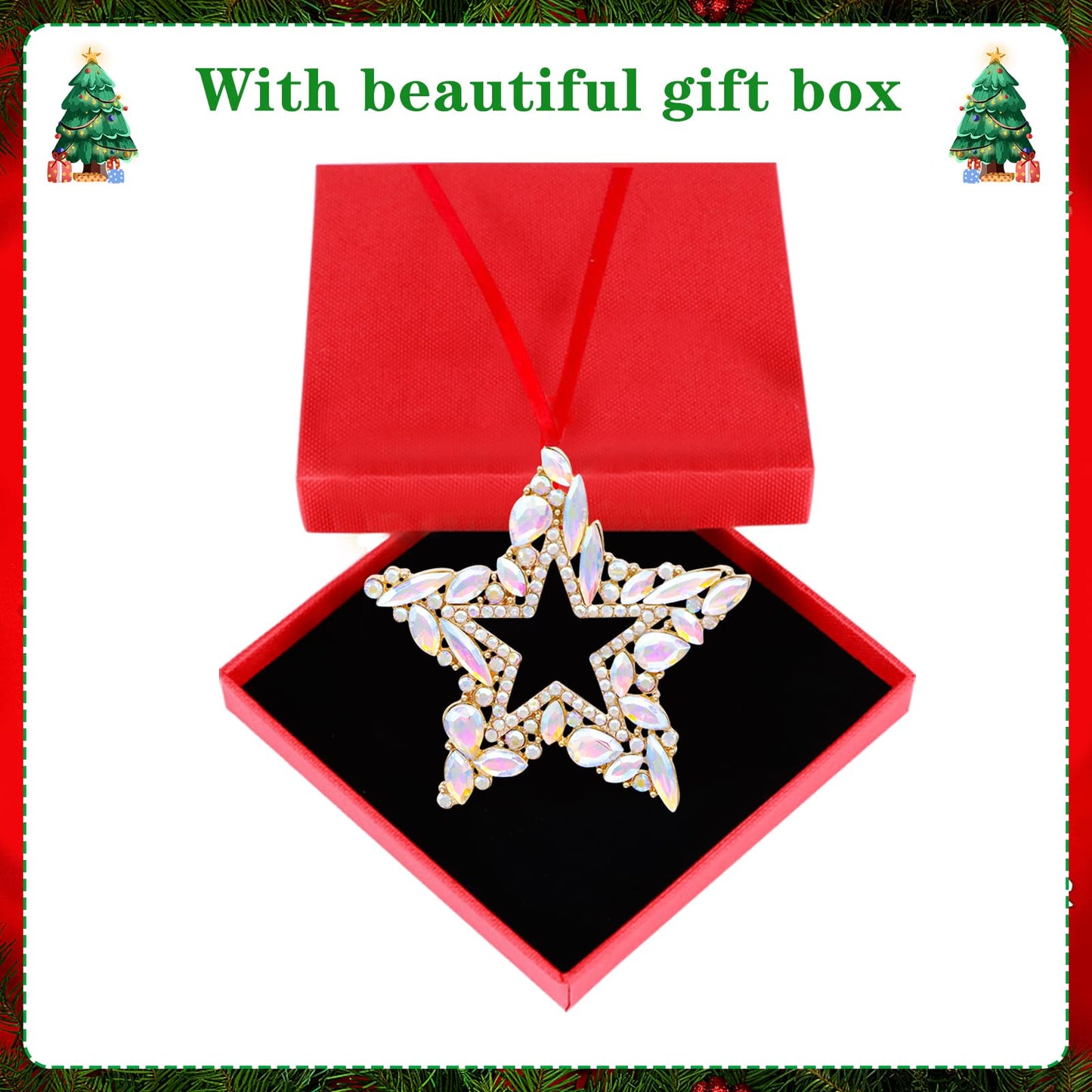 WaaHome Metal Star Christmas Ornaments 2026 Silver Hanging Star Keepsake Christmas Tree Ornaments Decorations Gifts for Women Girls Mom Sisters