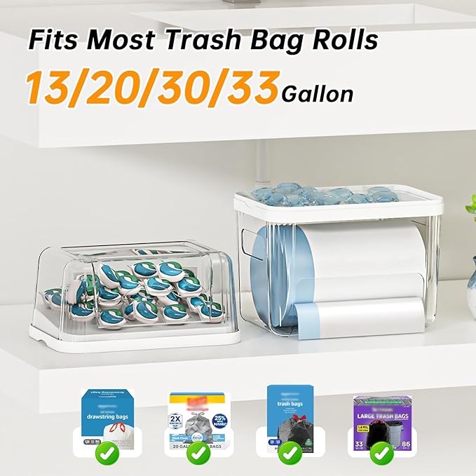 2-in-1 Trash Bag Holder Laundry & Dishwasher Pods Container, Garbage Bag
