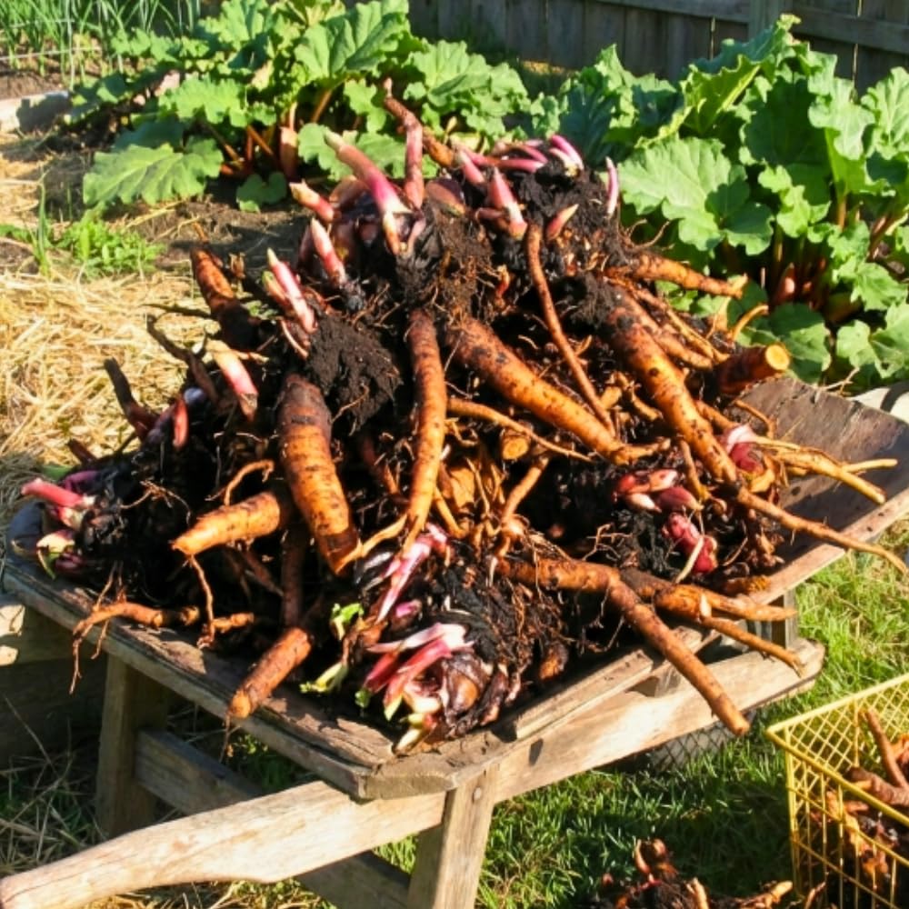 05 Rhubarb Roots for Planting, M Size Red Rhubarb Plants Crown Rhizomes Vegetable for Planting, Hardy Perennial Vegetables