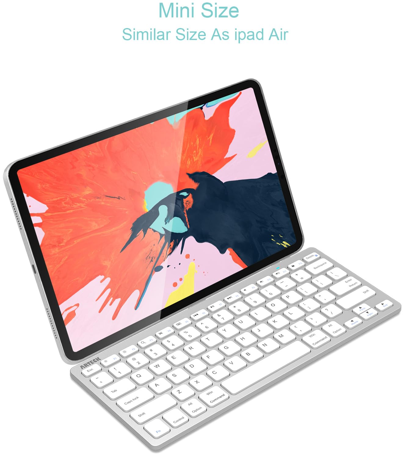 Arteck Ultra-Slim Bluetooth Keyboard Compatible with iPad 10.2-inch/iPad Air/iPad 9.7-inch/iPad Pro/iPad mini, iPhone and Other Bluetooth Enabled Devices Including iOS, Android, Windows, Black