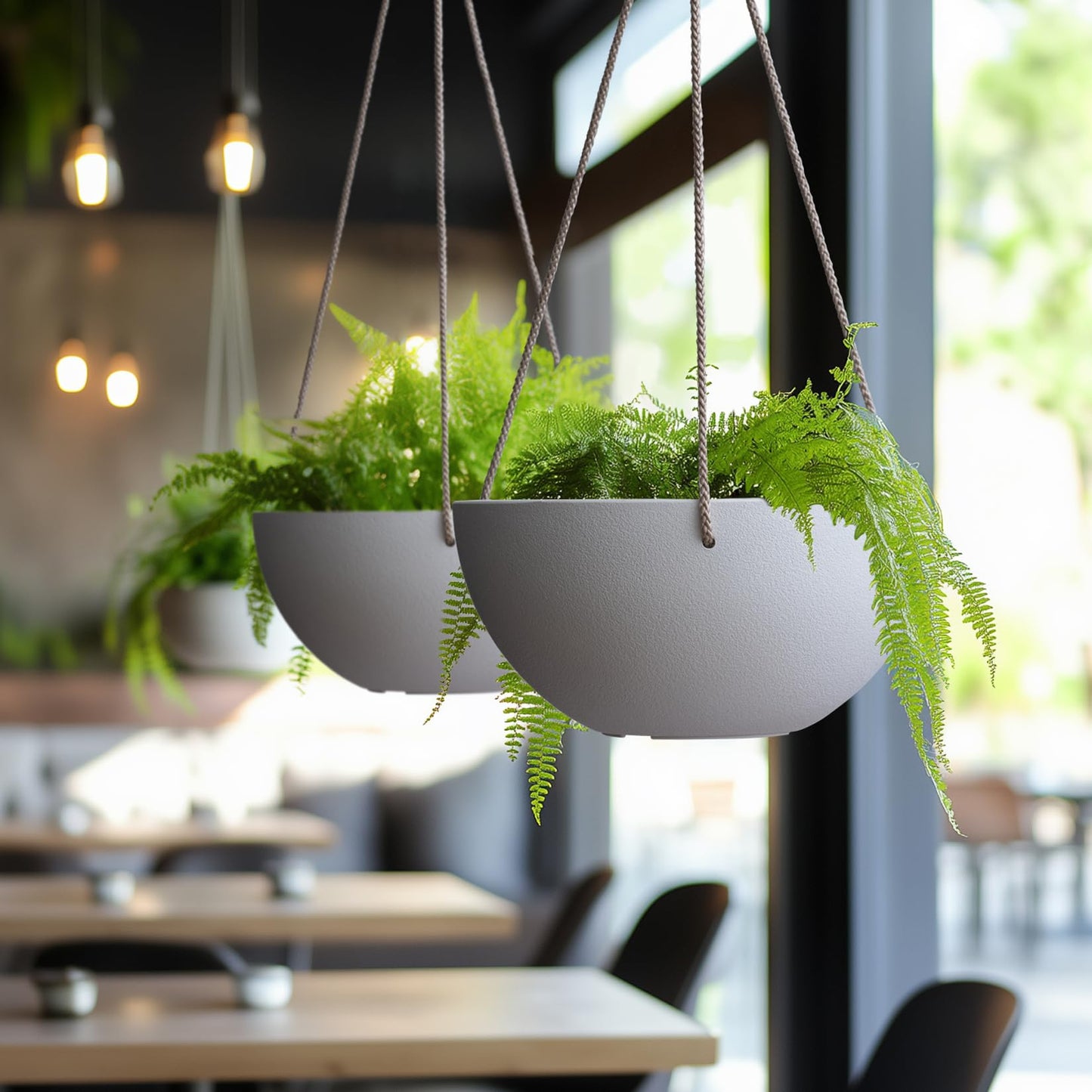 LA Jolie Muse Hanging Planter - 9.84 Inch Hanging Planters for Indoor Plants, Hanging Pots for Plants Indoor Outdoor, Set of 2, White