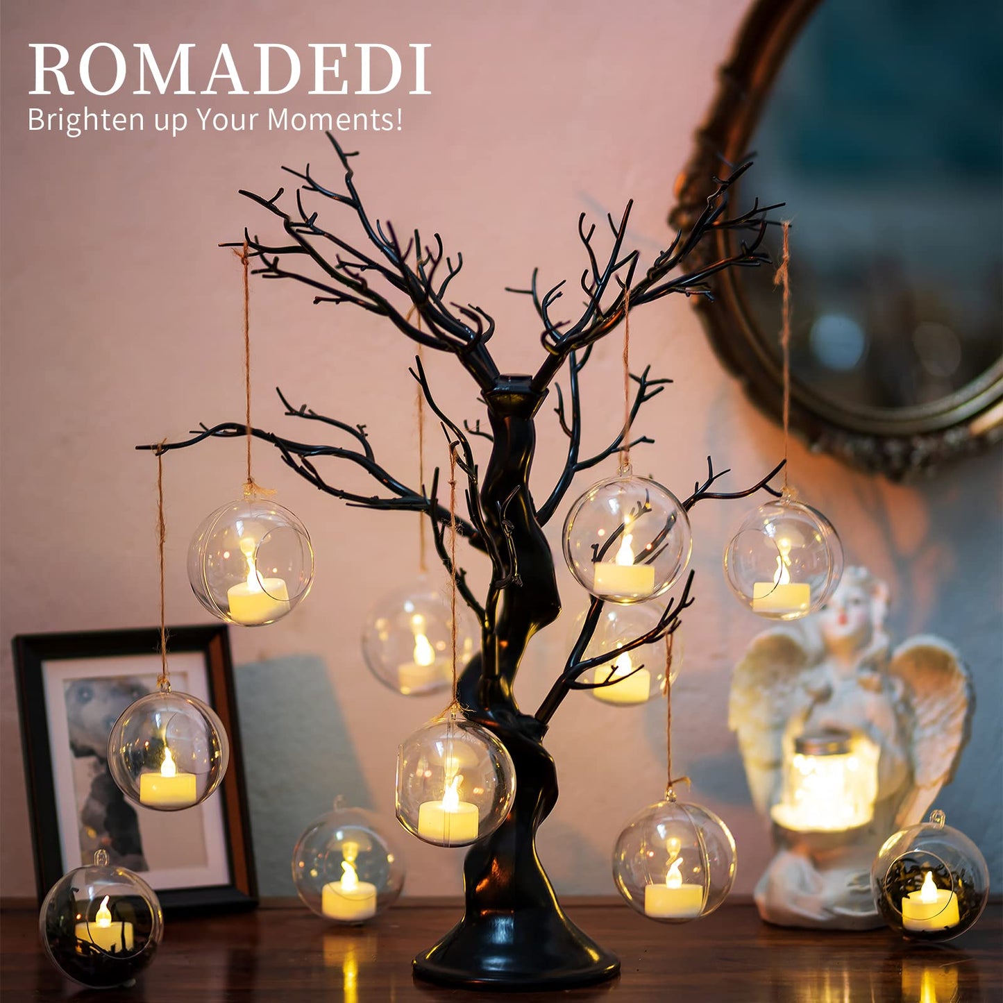 20 Pcs Hanging Tealight Holders Globes: Romadedi Fillable Acrylic Bulk Hanging Tea Light Ball, Bulb 3.15'' Ornaments Fillable for Party Wedding Centerpiece Christmas Home Decorations DIY