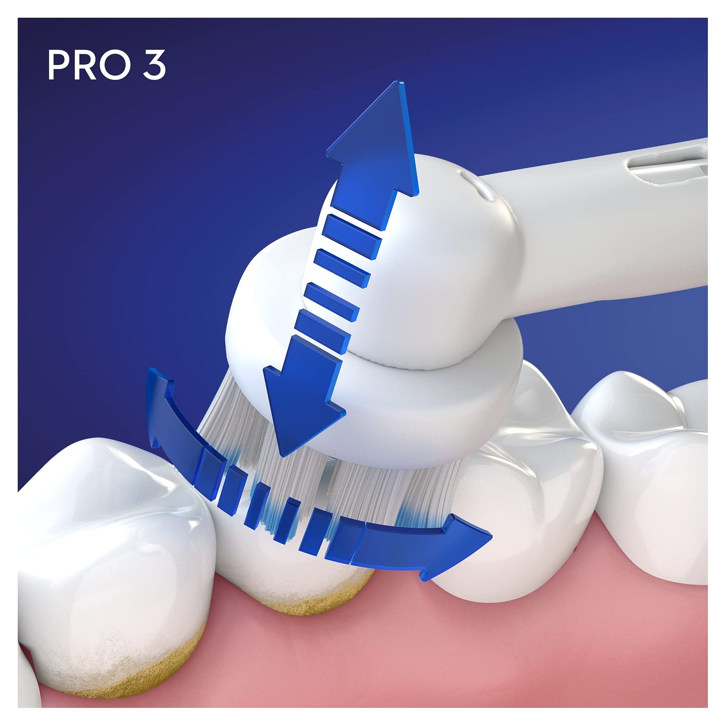 Oral-B PRO 3 3000 Sensitive Clean Electric Toothbrush with 3 Cleaning Modes Including Sensitive and Visual 360° Pressure Control for Dental Care, Designed by Braun, White