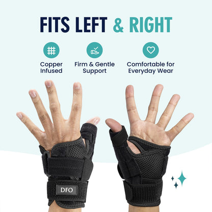 Dr. Frederick's Original Doctor-Developed Copper Thumb Brace – Wrist & Thumb Support for Arthritis, Tendonitis & De Quervain’s – Reversible Spica Splint for Pain Relief - 1 Brace - Adjust-to-Fit
