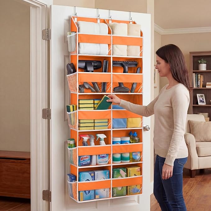 Over The Door Organizer 5 Tiers, Extra Large Behind Door Storage of 10